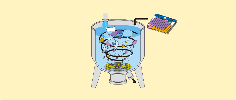 5問目イラスト 紙パック溶かす機械